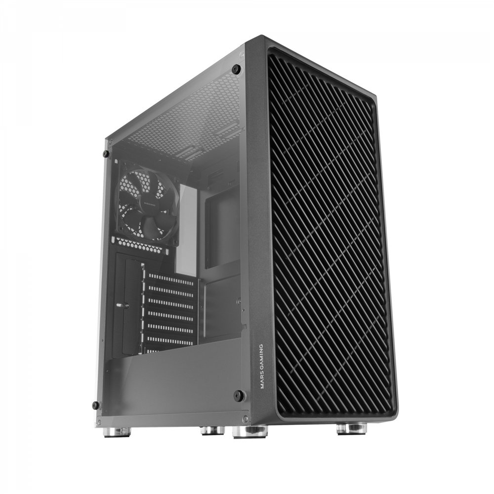 Mars gaming mc-3000 negro, semitorre gaming atx, ventana completa cristal templado, frontal metal-mesh, 4x ventiladores 120mm