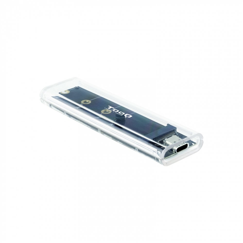 Tooq caja externa para ssd m.2 ngff/nvme, transparente, rgb
