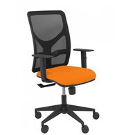 Silla piqueras y crespo  motilla malla negra asiento bali naranja brazo regulable ruedas 65mm