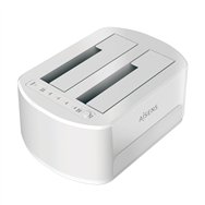 aisens estacion de docking de doble bahia asds-d02w sata 2.5/3.5 a usb 3.0/3.1 gen1, clone, blanca