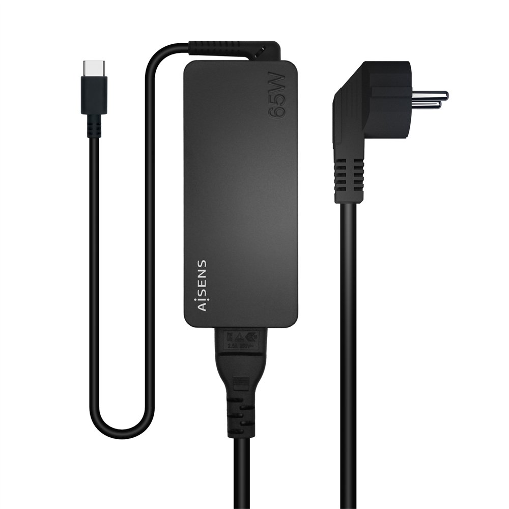 Aisens cargador 65w pd3.0 1xusb-c 1.8m, negro