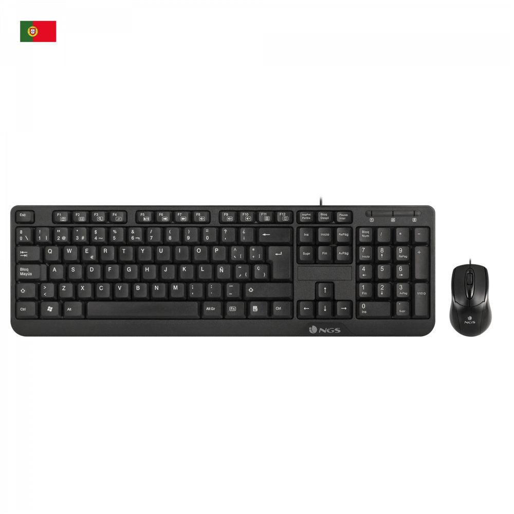 Ngs cocoa kit qwerty pt teclado ratón incluido usb portugués negro