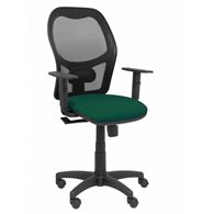 Silla alocén malla negra asiento bali verde botella brazos regulables