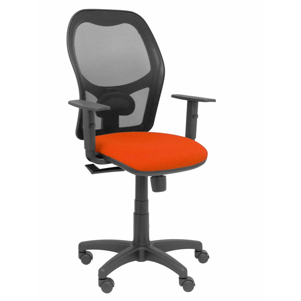 Silla alocén malla negra asiento bali naranja brazos regulables