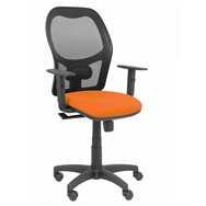 silla alocén malla negra asiento bali naranja brazos regulables