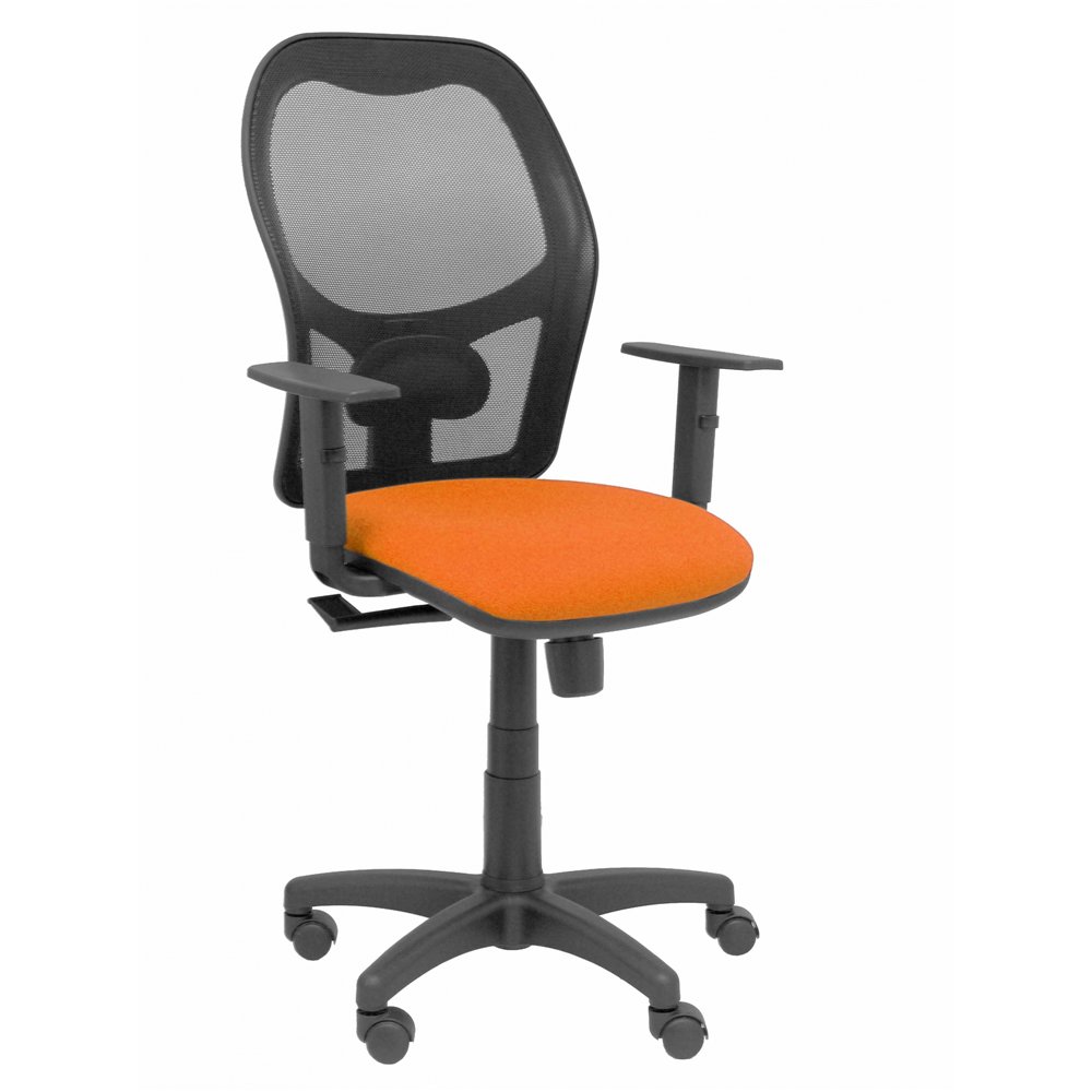 Silla alocén malla negra asiento bali naranja brazos regulables