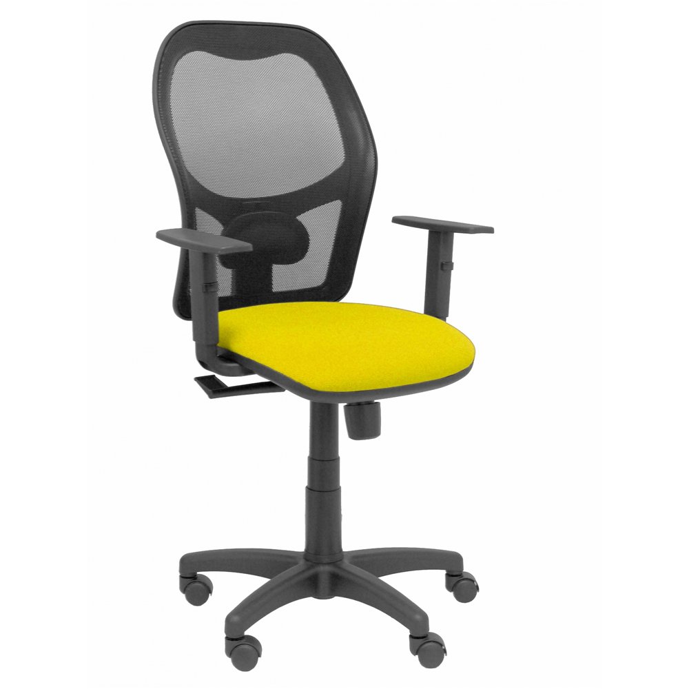 Silla alocén malla negra asiento bali amarillo brazos regulables