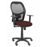 Silla alocén malla negra asiento bali marrón oscuro brazos regulables