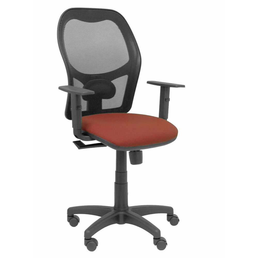 Silla alocén malla negra asiento bali marrón brazos regulables
