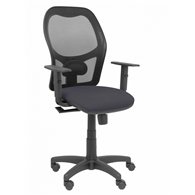 silla alocén malla negra asiento bali gris oscuro brazos regulables