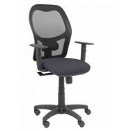 silla alocén malla negra asiento bali gris oscuro brazos regulables