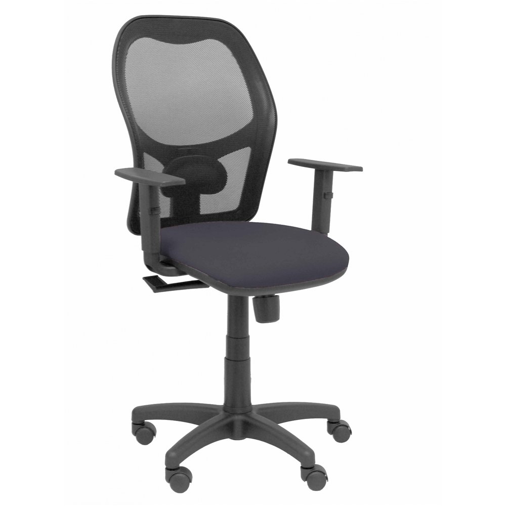 Silla alocén malla negra asiento bali gris oscuro brazos regulables