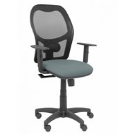 Silla alocén malla negra asiento bali gris brazos regulables