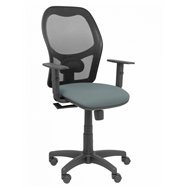 silla alocén malla negra asiento bali gris brazos regulables