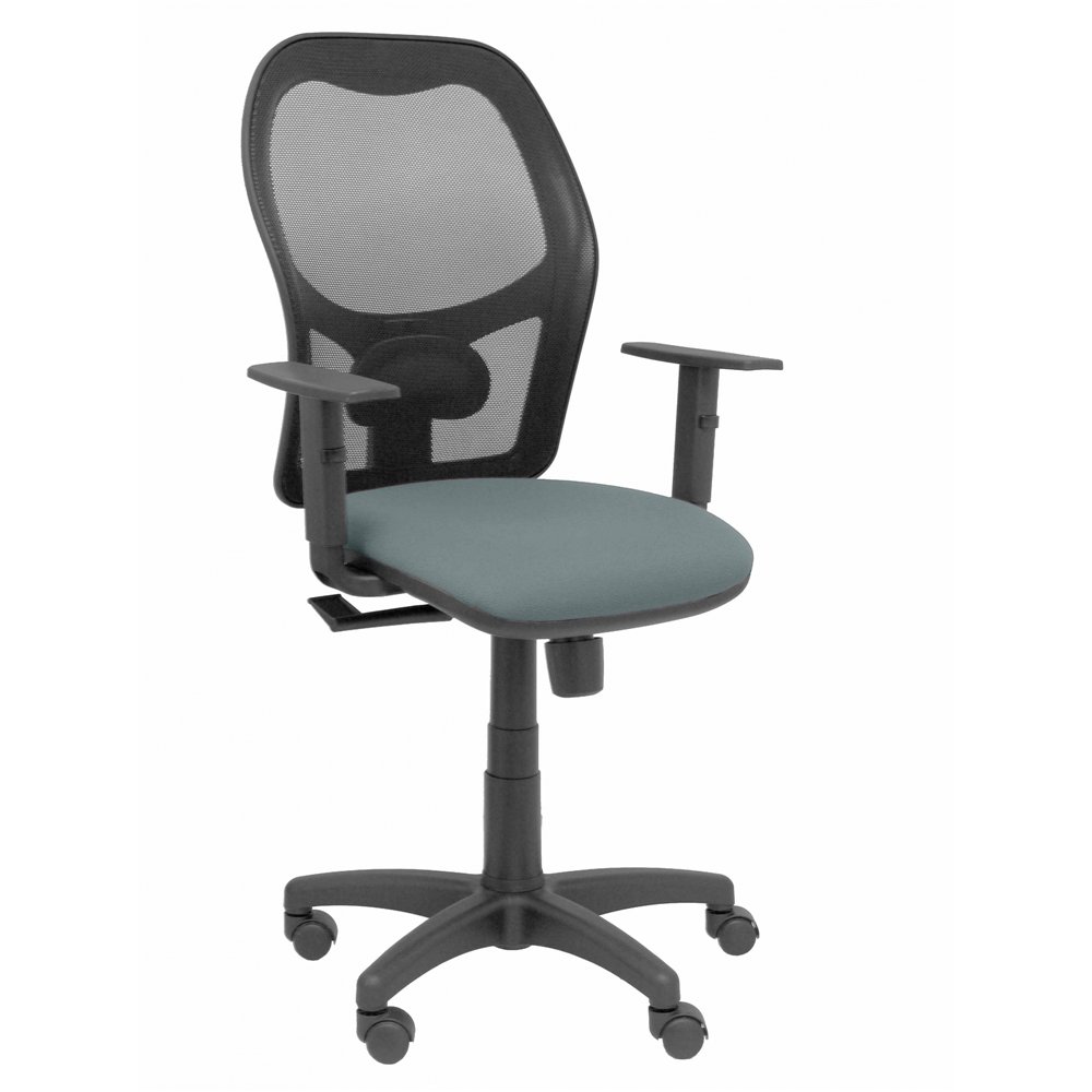Silla alocén malla negra asiento bali gris brazos regulables