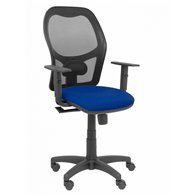 Silla alocén malla negra asiento bali azul marino brazos regulables