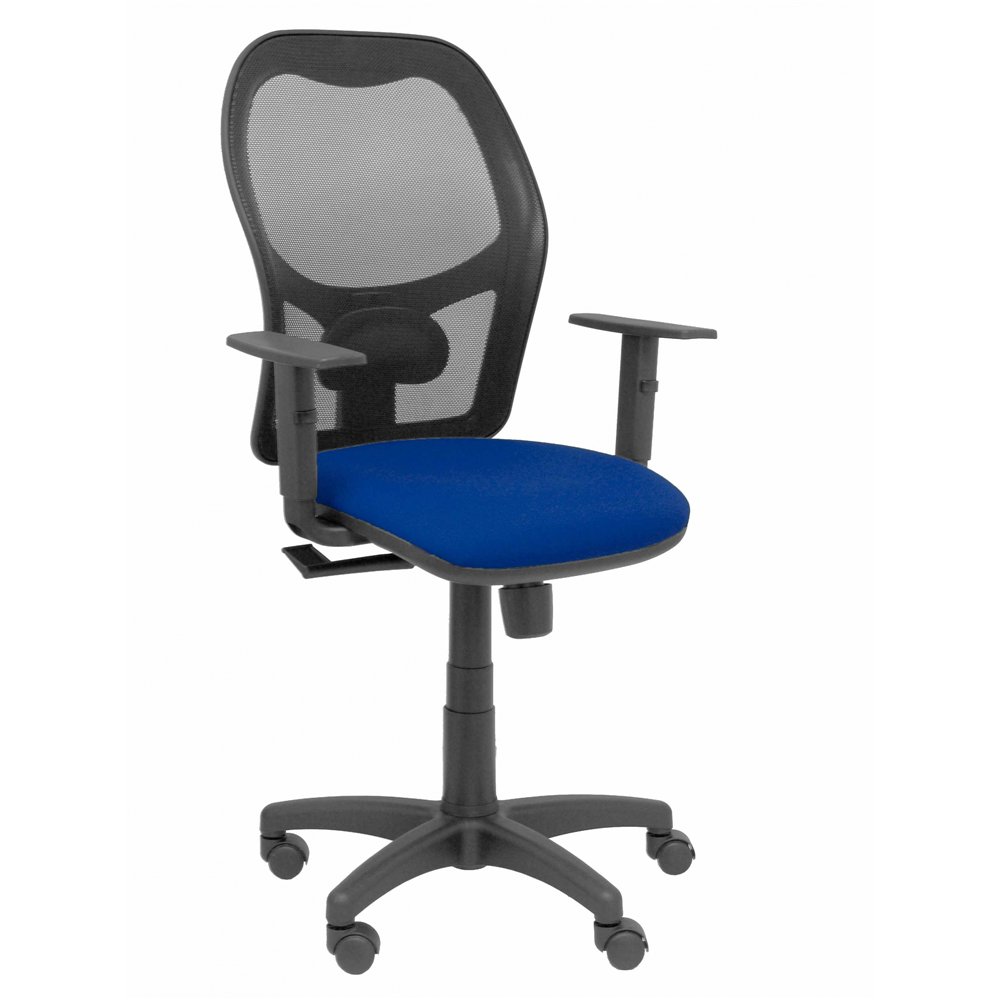 Silla alocén malla negra asiento bali azul marino brazos regulables