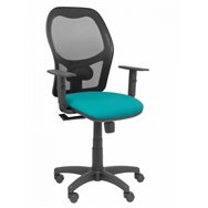 silla alocén malla negra asiento bali turquesa brazos regulables