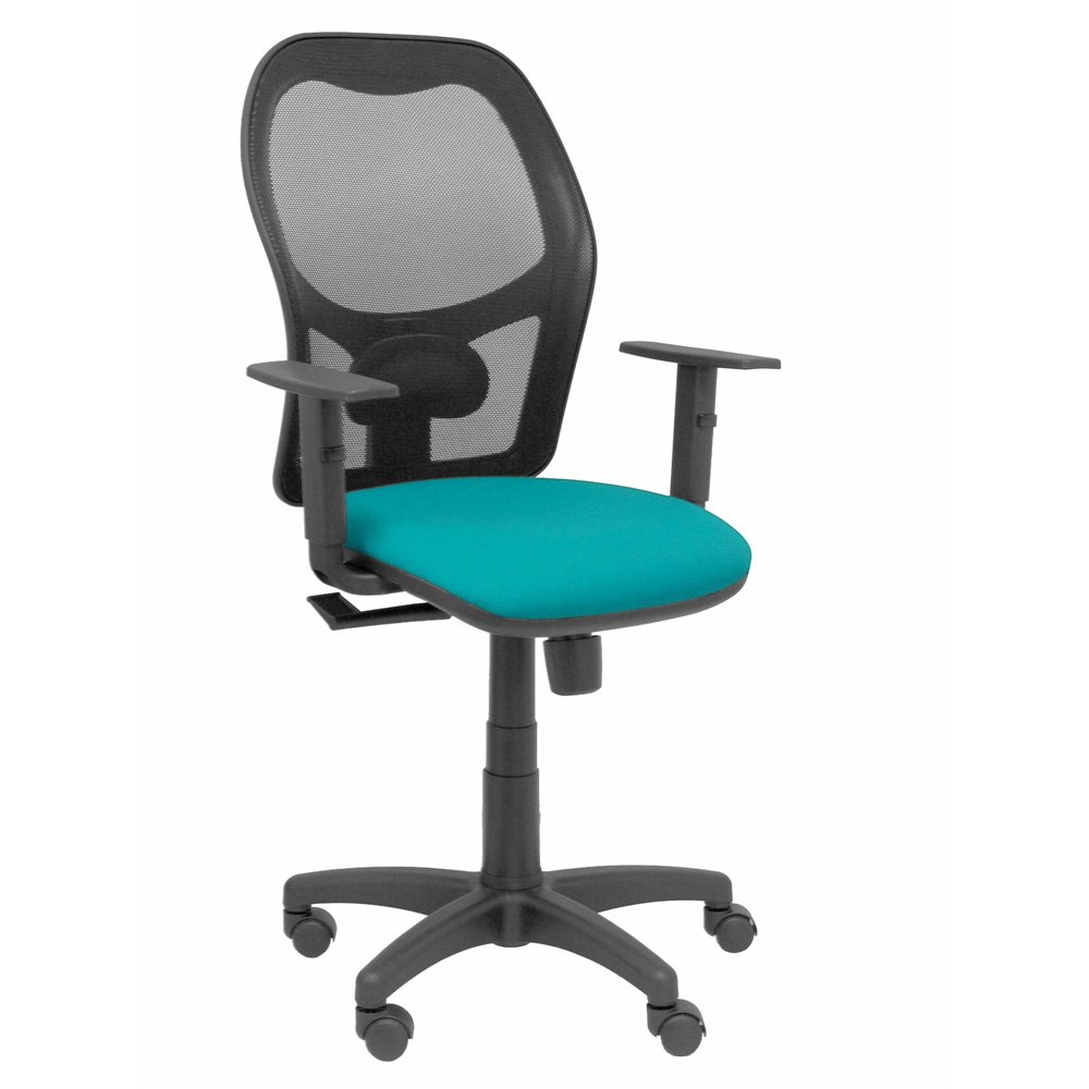 Silla alocén malla negra asiento bali turquesa brazos regulables