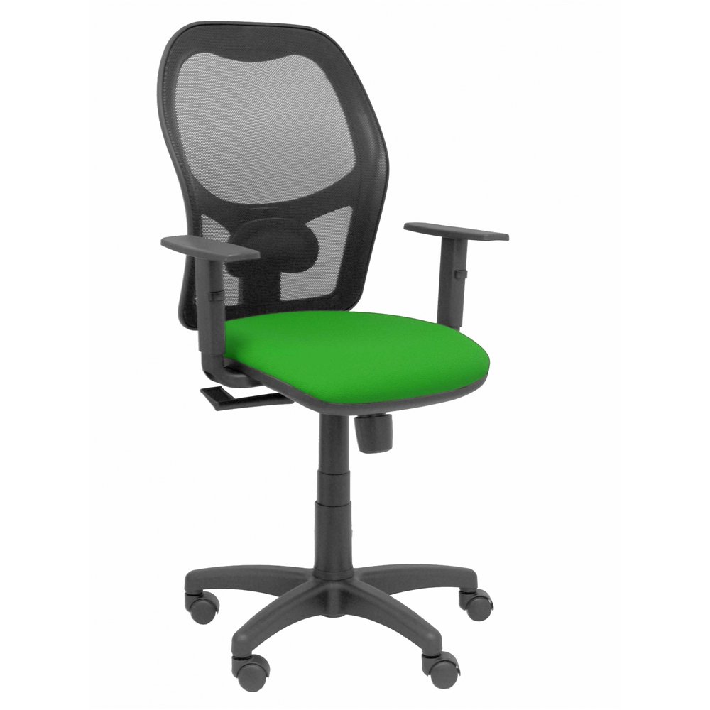 silla alocén malla negra asiento bali verde brazos regulables