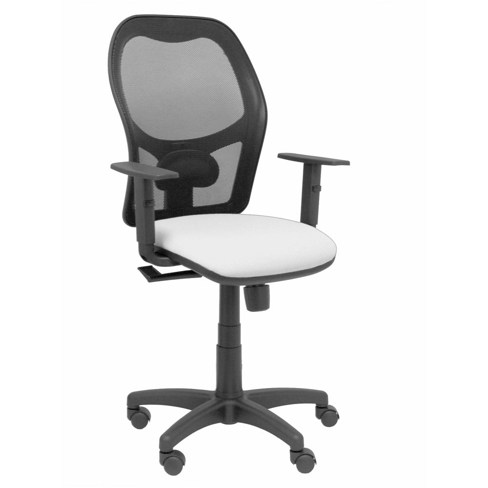 silla alocén malla negra asiento bali blanco brazos regulables