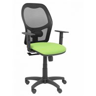 silla alocén malla negra asiento bali pistacho brazos regulables