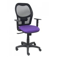 Silla alocén malla negra asiento bali lila brazos regulables