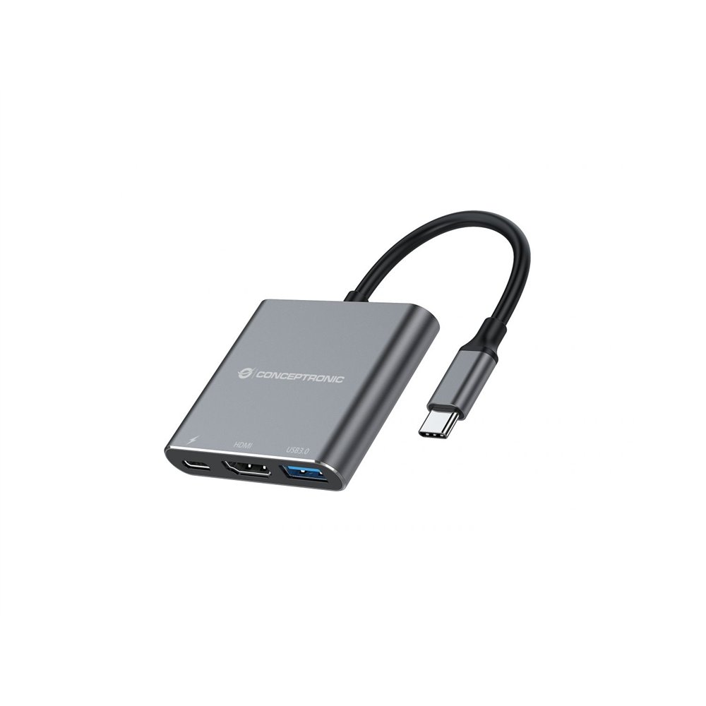 Conceptronic donn18g base para portã¡til y replicador de puertos alã¡mbrico usb 3.2 gen 1 (3.1 gen 1) type-c gris