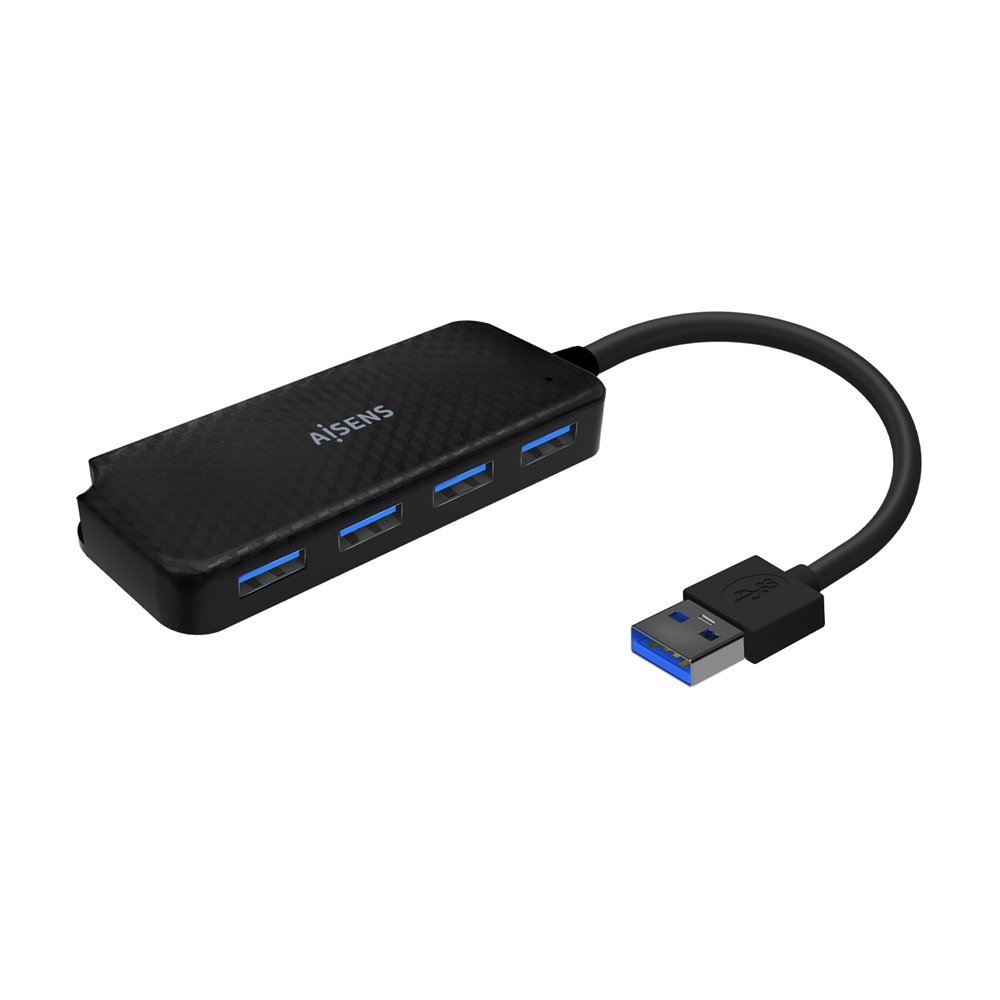 Aisens hub usb 3.0, tipo a/m-4x tipo a/h, negro, 15cm