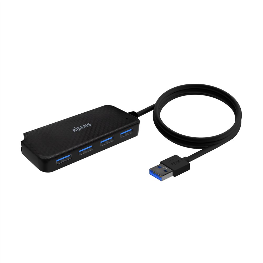 Aisens hub usb 3.0, tipo a/m-4x tipo a/h, negro, 60cm