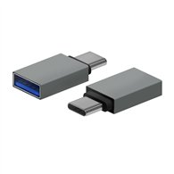 AISENS Mini Adaptador Aluminio USB 3.2 Gen1 3A Tipo USB-C/M-A/H Gris