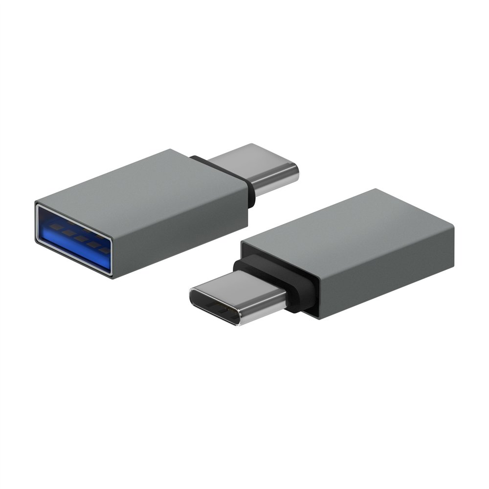 AISENS Mini Adaptador Aluminio USB 3.2 Gen1 3A Tipo USB-C/M-A/H Gris