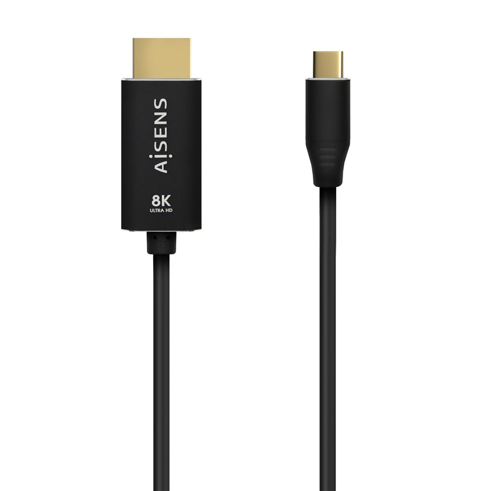 Aisens cable conversor aluminio usb-c a hdmi 2.1 8k@60hz, usb-c/m-hdmi/m, negro, 2.0m