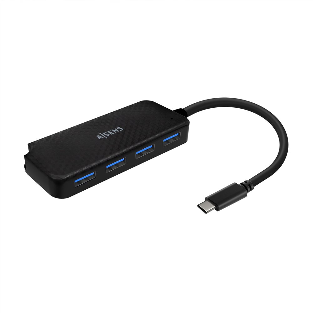 Aisens hub usb 3.1 usb-c, usb-c/m-4x tipo a/h, negro, 15cm