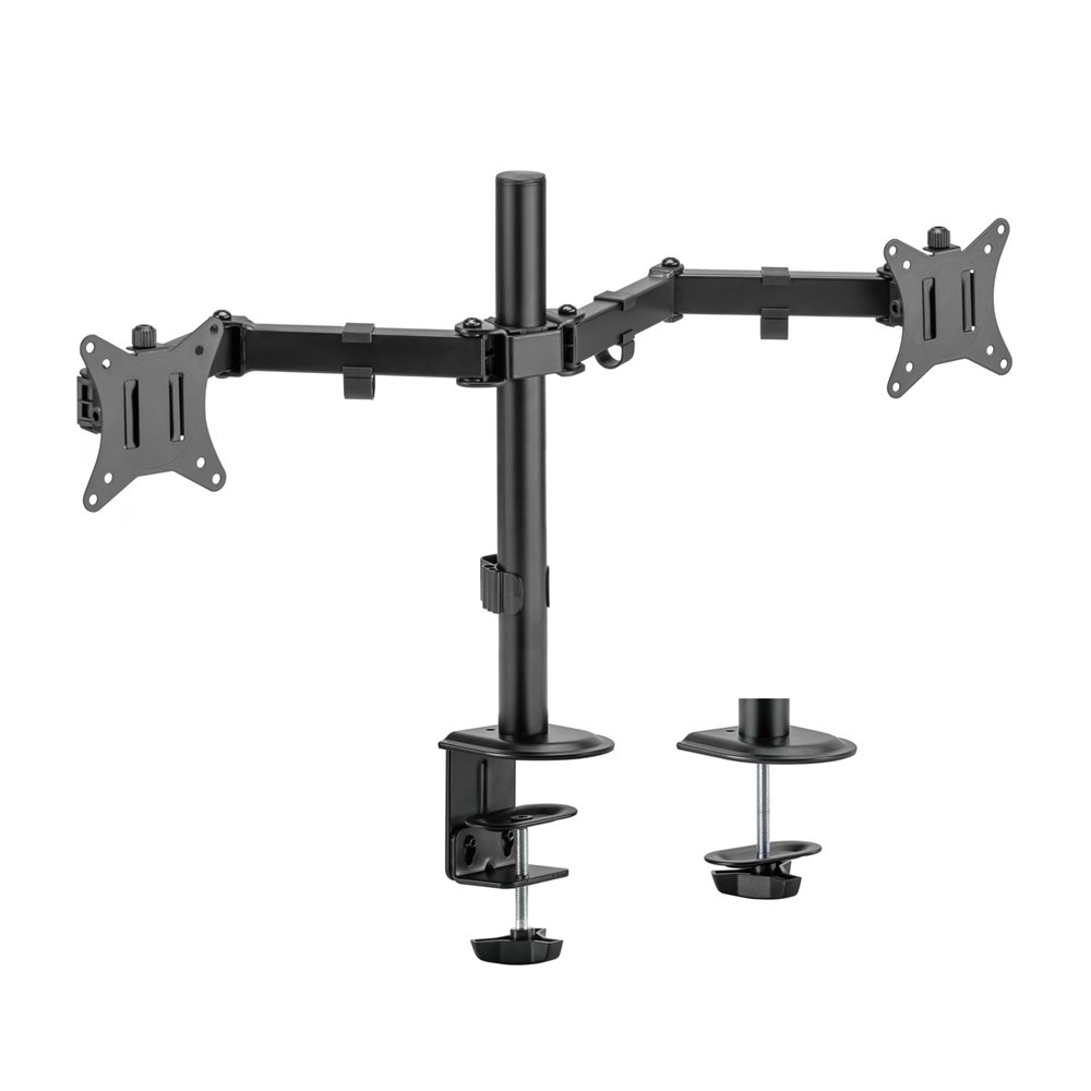 Aisens soporte de mesa eco giratorio e inclinable para monitor/tv 9kg (3 pivotes, 2 brazos) de 17-32, negro
