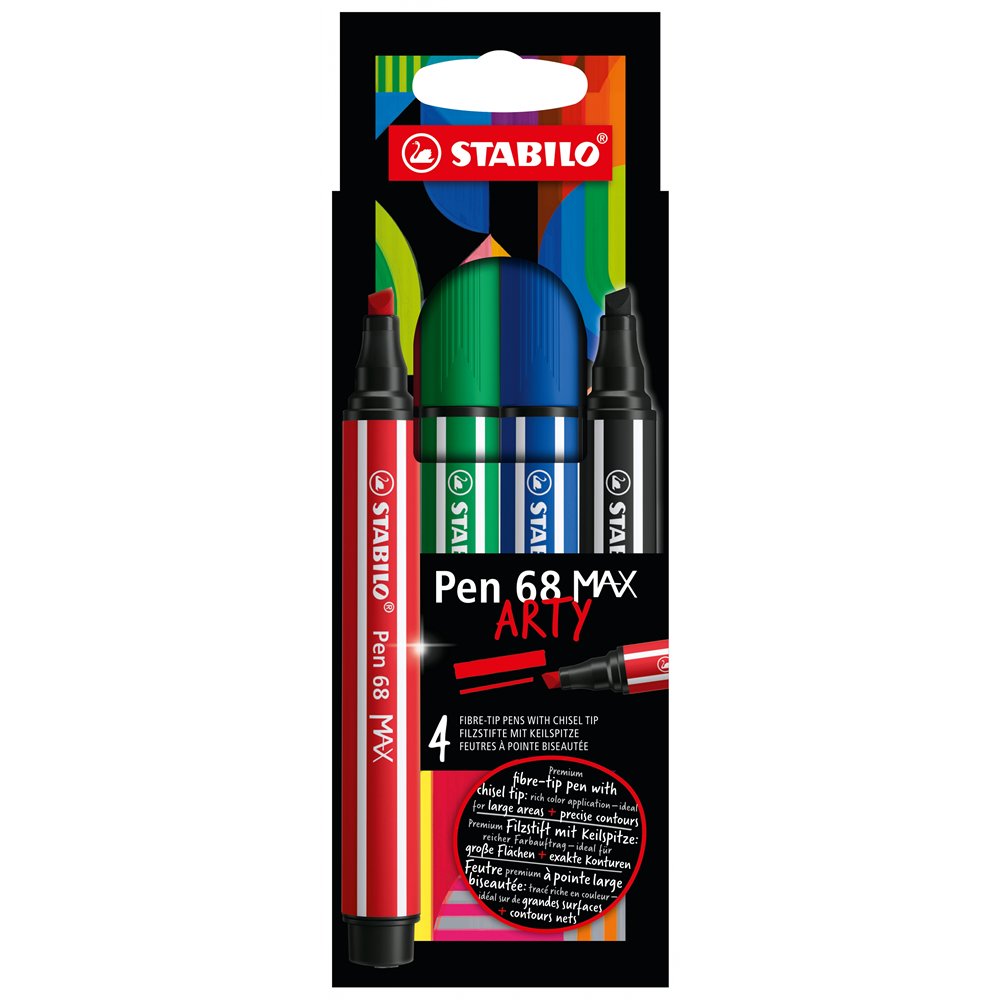 Stabilo pen 68 max rotulador negro, azul, rojo 4 pieza(s)