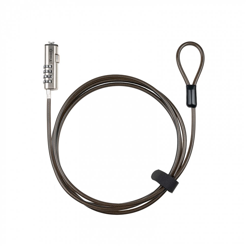 Tooq cable de seguridad tipo nano con combinación para portátiles 1.5 metros, gris oscuro