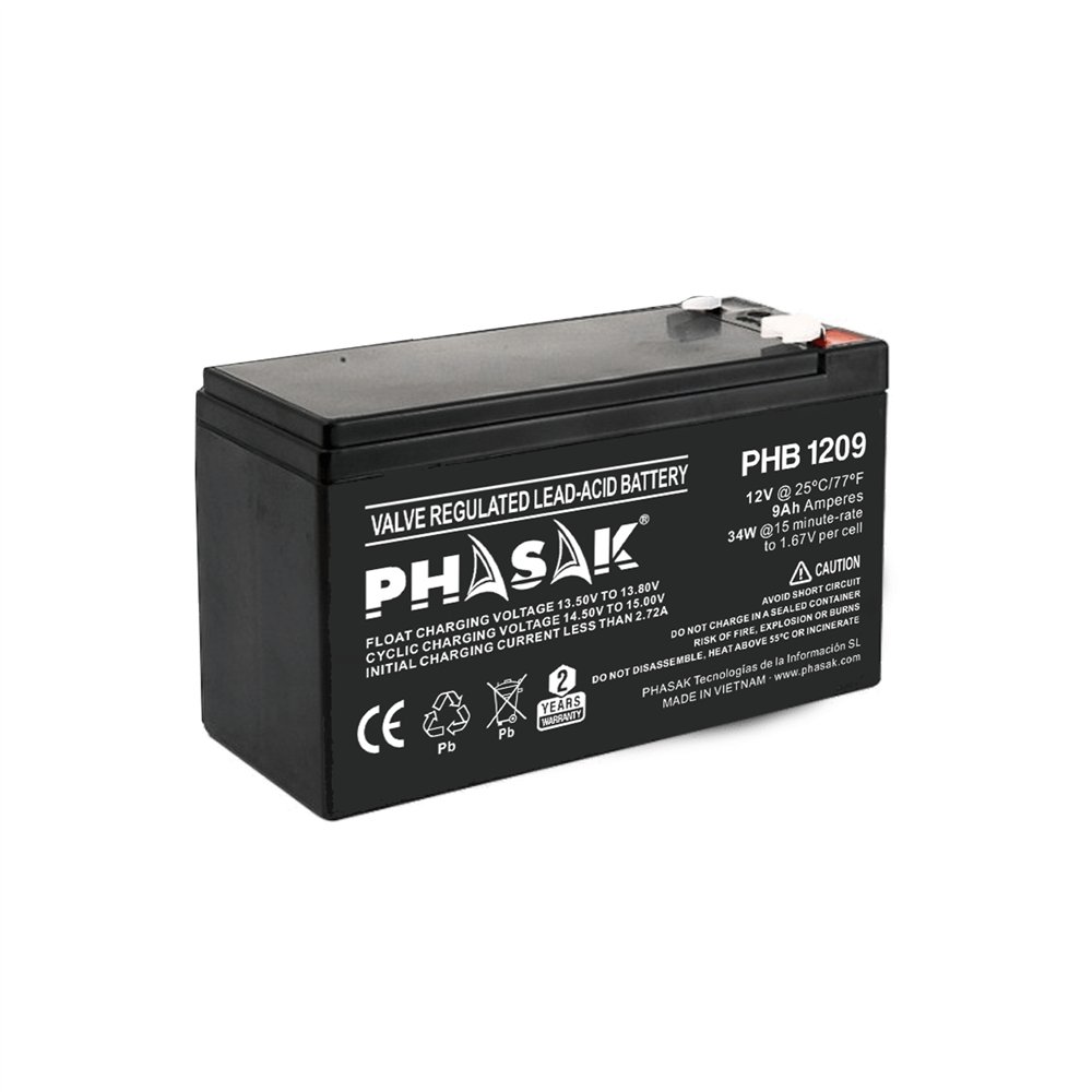 Phasak phb 1209 baterãâ­a para sistema ups sealed lead acid (vrla) 12 v 9 ah
