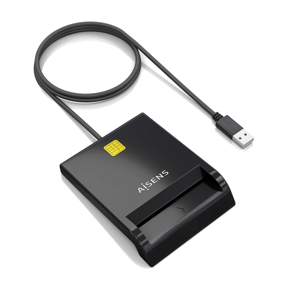 Aisens lector de tarjeta inteligente dni usb-c, negro