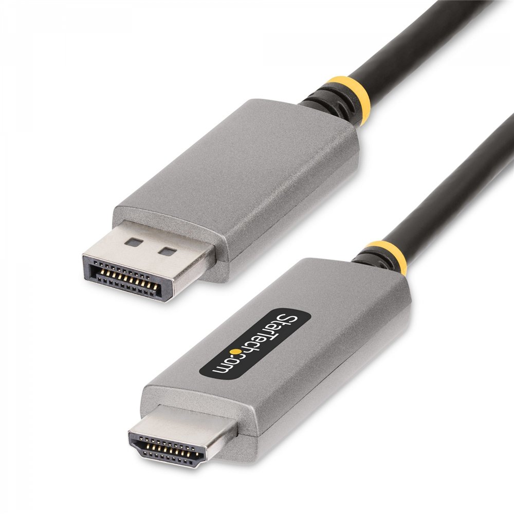 startech.com cable adaptador de 2m displayport a hdmi - 8k 60hz - 4k 144hz - hdr10 - conversor de ví­deo activo dp 1.4 a hdmi 2.