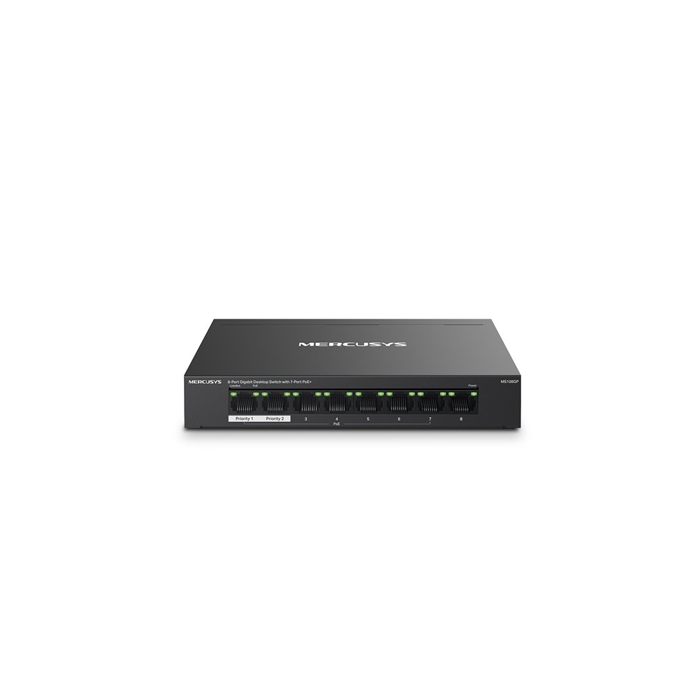 mercusys ms108gp switch gestionado gigabit ethernet (10/100/1000) energí­a sobre ethernet (poe) negro