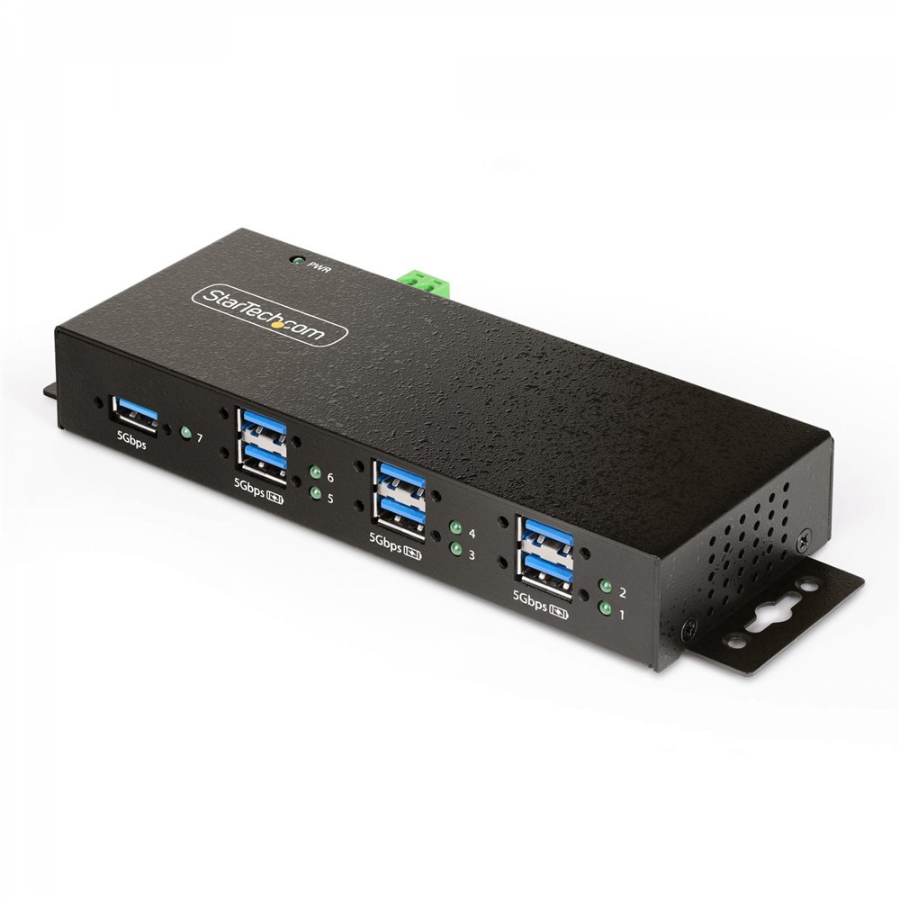 startech.com hub usb industrial de 7 puertos gestionado - servicio pesado - caja de metal - protección esd y sobretensión - mont