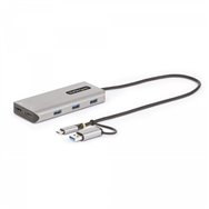 startech.com adaptador multipuertos usb-c - hdmi doble (4k30hz/1080p60hz) - hub ladrón 3x usb-a - mini docking station de viajes