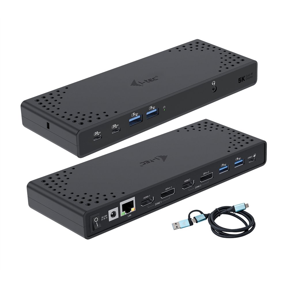 i-tec usb 3.0 / usb-c / thunderbolt 3 dual display docking station gen2 + power delivery 100w