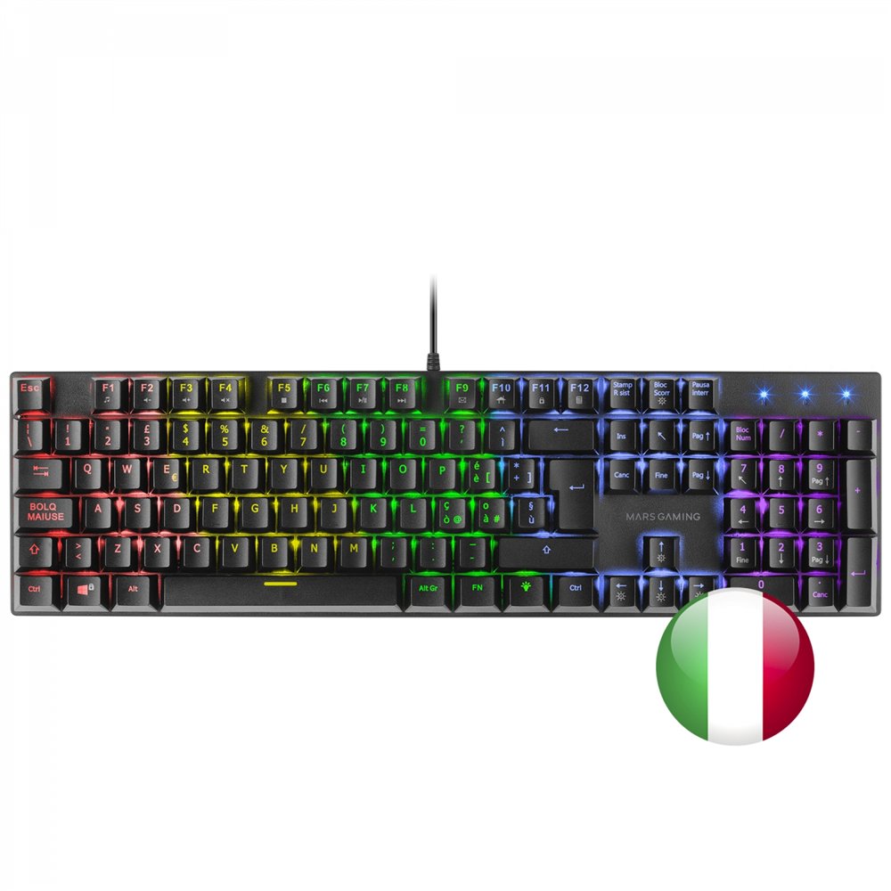 mars gaming mk422 negro teclado mecánico gaming rgb antighosting switch mecánico marrón idioma italiano
