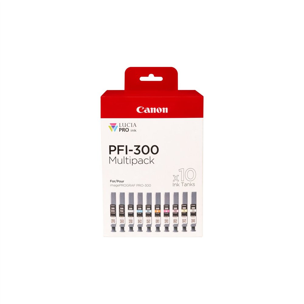 canon pfi-300 cartucho de tinta 10 pieza(s) original negro, azul, cian, gris, magenta, foto negro, foto magenta, rojo, amarillo