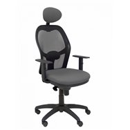 piqueras y crespo silla jorquera malla negra asiento bali gris oscuro con cabecero fijo
