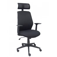 Piqueras y crespo silla parolis respaldo malla negro con cabecero y asiento aran negro