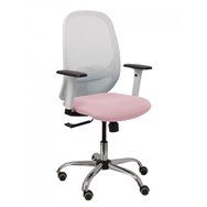 piqueras y crespo silla cilanco blanca malla blanca asiento bali rosa brazo regulable base cromada ruedas de parque