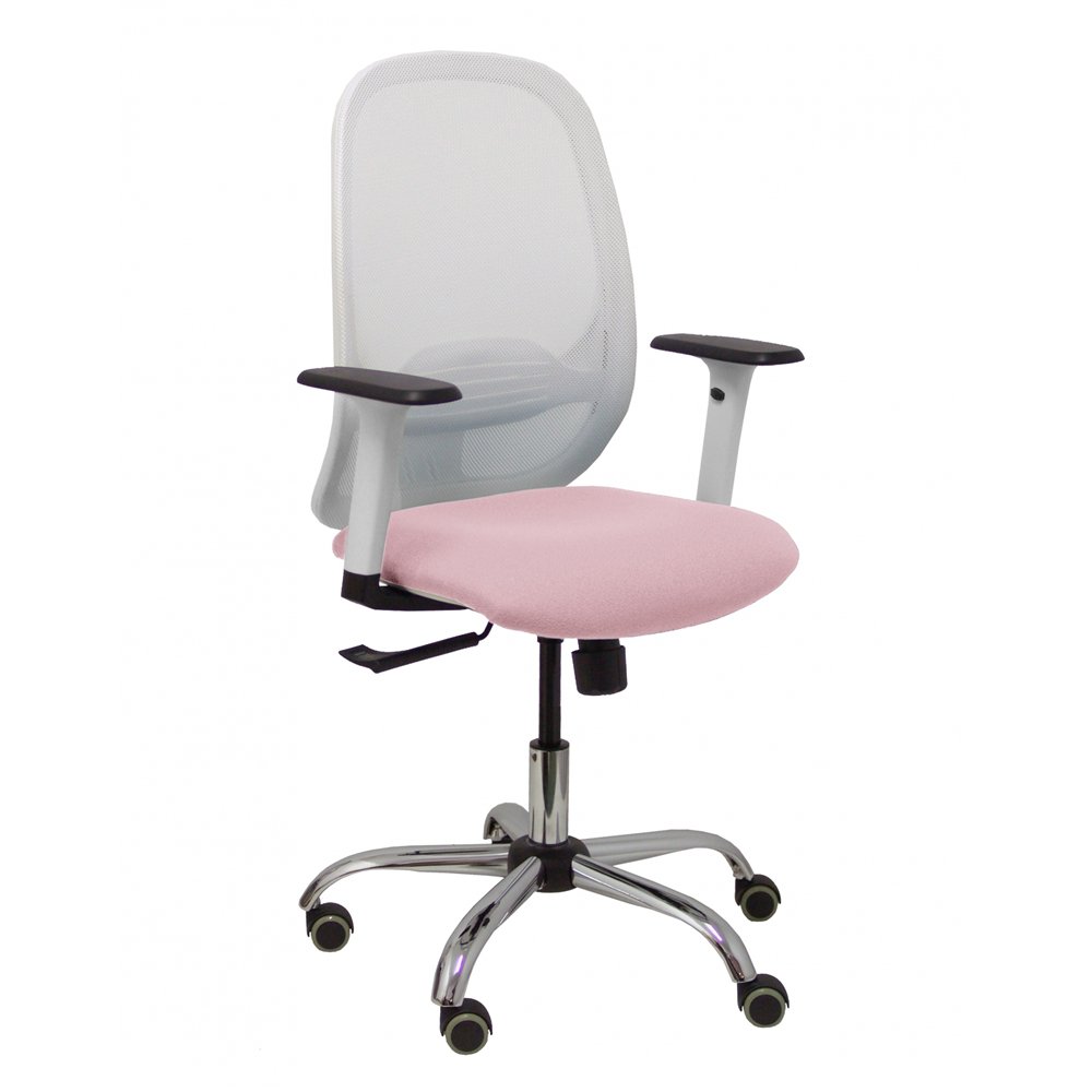 Piqueras y crespo silla cilanco blanca malla blanca asiento bali rosa brazo regulable base cromada ruedas de parque